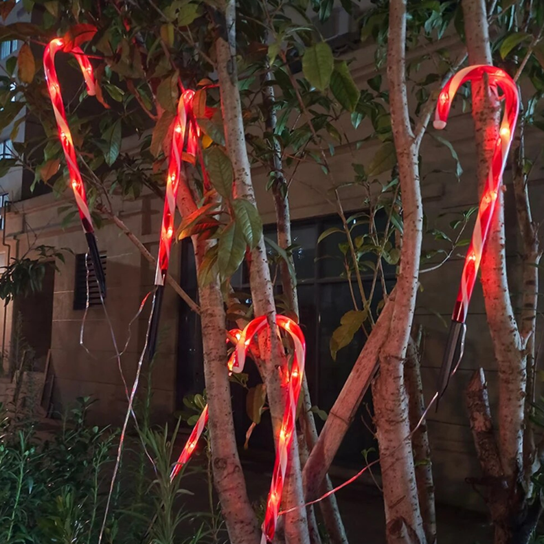 Set 5 Bastones De Navidad Luces Solares Navidad Jardin Hogar-7