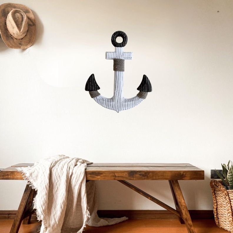 Ancla Blanco Decorativo De Madera Para Pared Decoracion-3