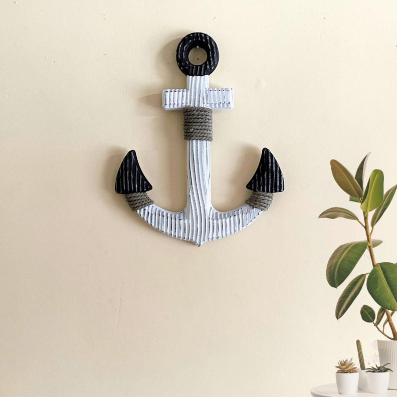 Ancla Blanco Decorativo De Madera Para Pared Decoracion-4