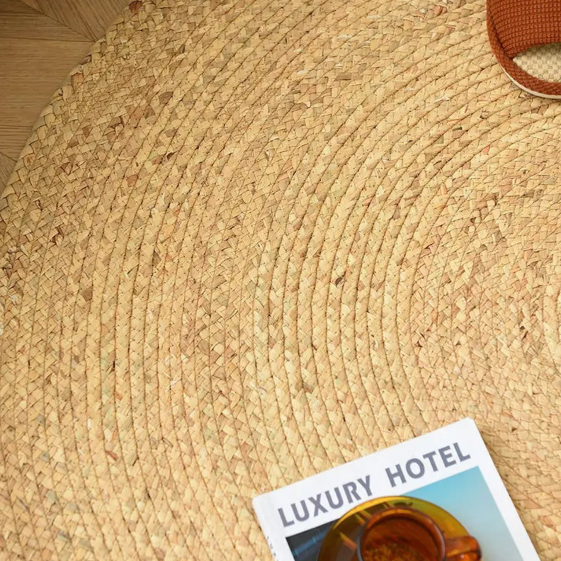 Alfombra De Yute Tradicional Rustica Circular Color Natural-3