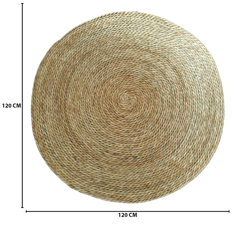 Alfombra De Yute Tradicional Rustica Circular Color Natural-7