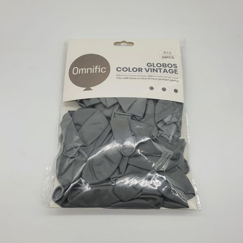 Globos Color Gris Vintage 50 Unidades Tamaño R12-1