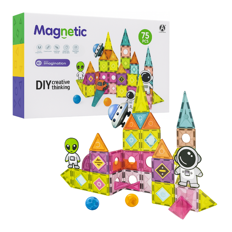 Juego Bloques Magneticos Construccion 70 Piezas Educativo Blanco