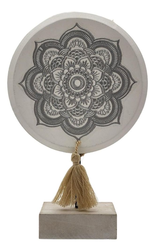 Figura Decorativa Mandala Madera Redondo Adorno-0