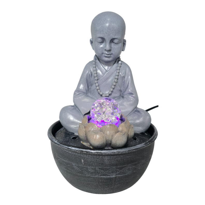 Estatua Figura De Buda Gris Decorativa Buda Fuente De Agua-0
