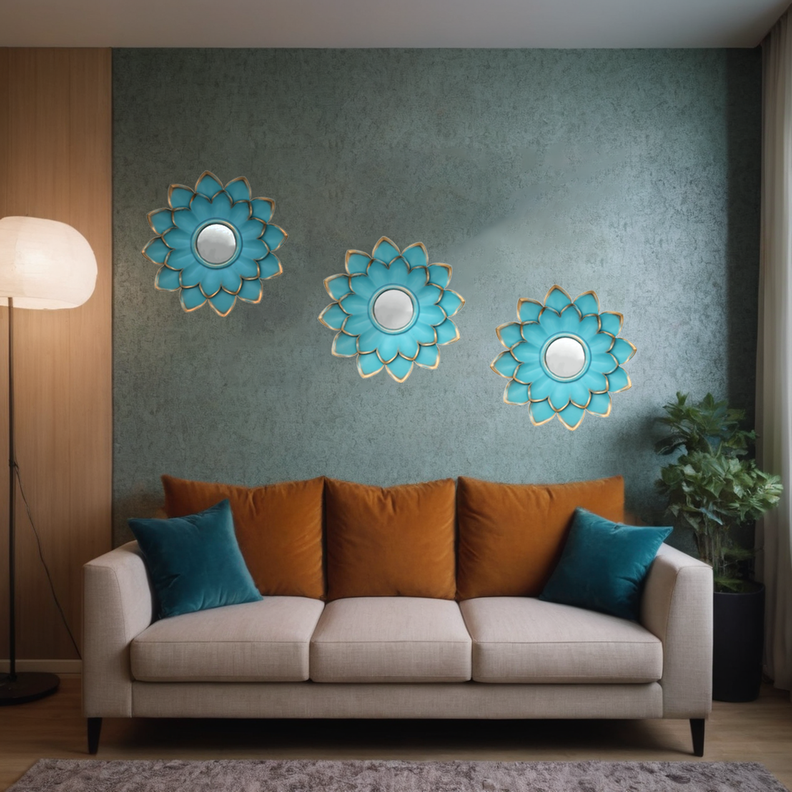 Set 3 Marcos De Espejos Flor De Loto Decorativo Calipso Deco-3