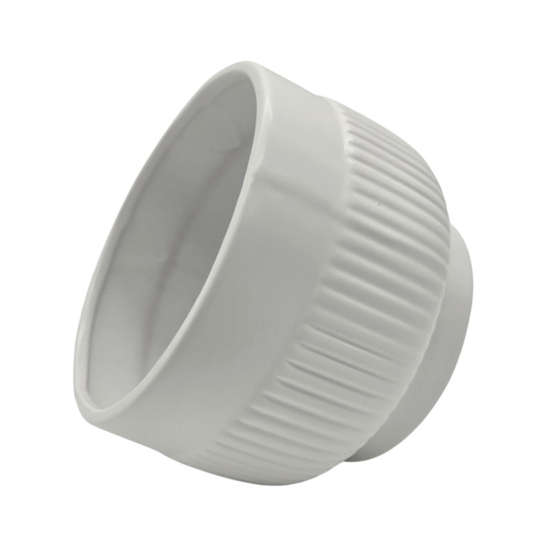 Set 3 Maceteros Maceta De Ceramica Lineas Relieve Blanco-6