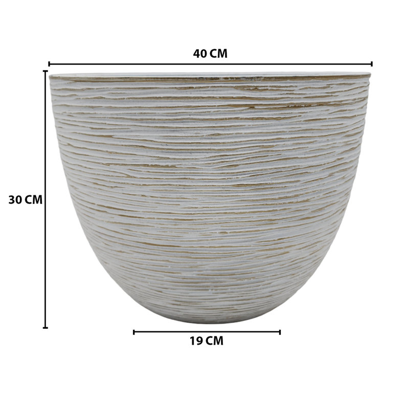 Macetero Maceta Diseño Rayas Envejecido De Plastico Blanco L-5