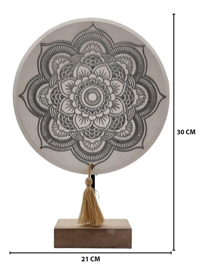 Figura Decorativa Mandala Madera Redondo Grande-2