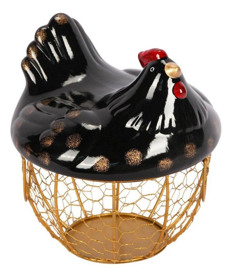 Gallina Decorativa Porta Huevos Cesta De Huevos-0