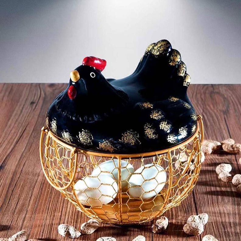Gallina Decorativa Porta Huevos Cesta De Huevos-2