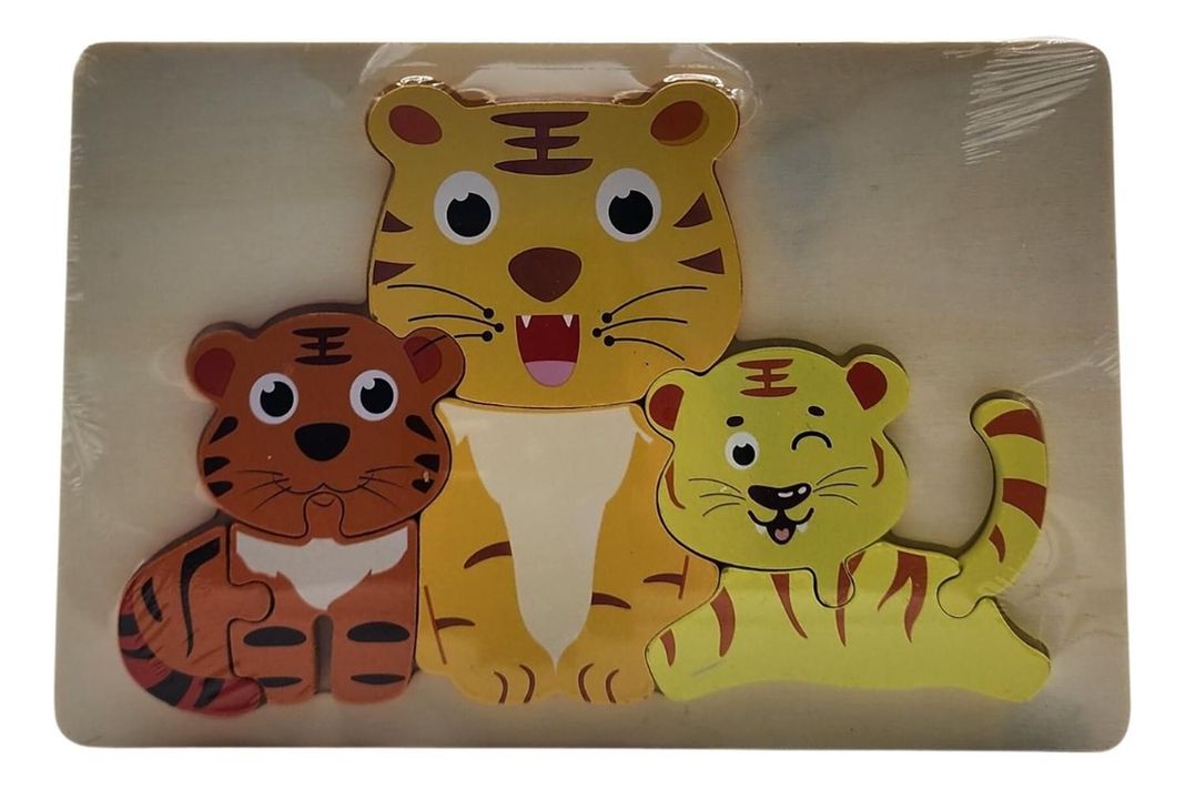 Puzzle Juego De Madera Animales Tigres Juguete Educativo-0