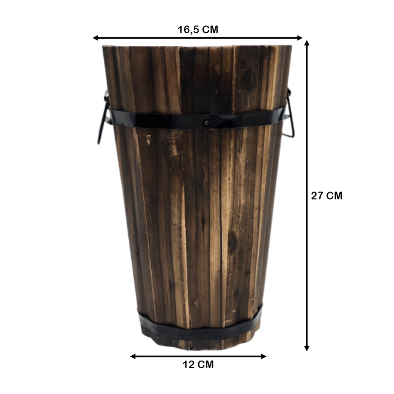 Macetero De Madera Tipo Barril Alargado Jardin Terraza S-3