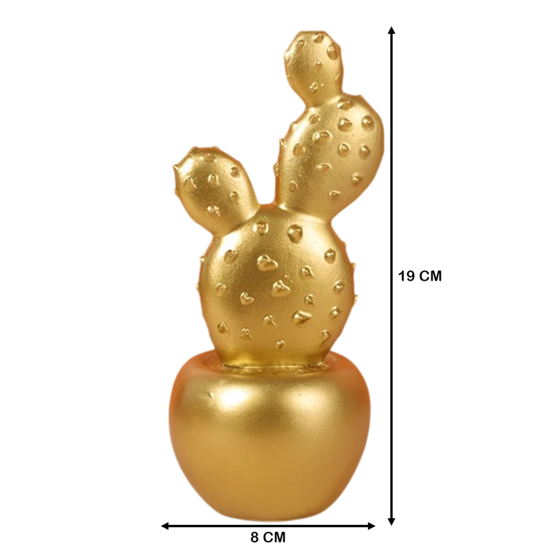 Adorno Cactus De Resina Dorado Decoracion Mesa Oficina D1-1