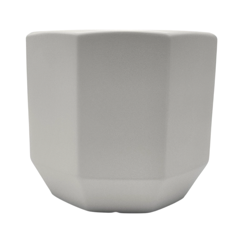 Macetero Maceta De Ceramica Blanco Lineas Verticales L-1