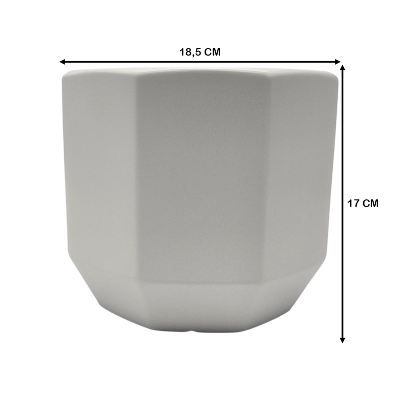 Macetero Maceta De Ceramica Blanco Lineas Verticales L-5