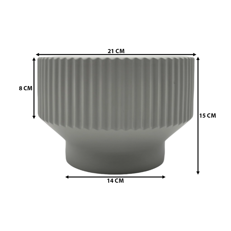Maceteros Maceta De Ceramica Copon Lineas Gris Mate M-6