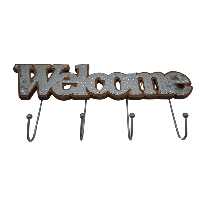 Perchero De Pared Colgador Welcome 4 Ganchos Plateado-1