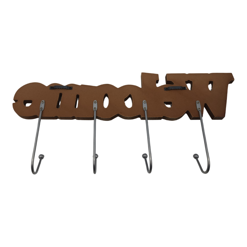 Perchero De Pared Colgador Welcome 4 Ganchos Plateado-2