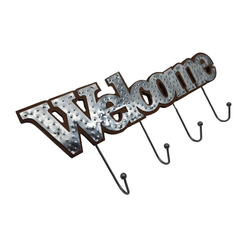 Perchero De Pared Colgador Welcome 4 Ganchos Plateado-4