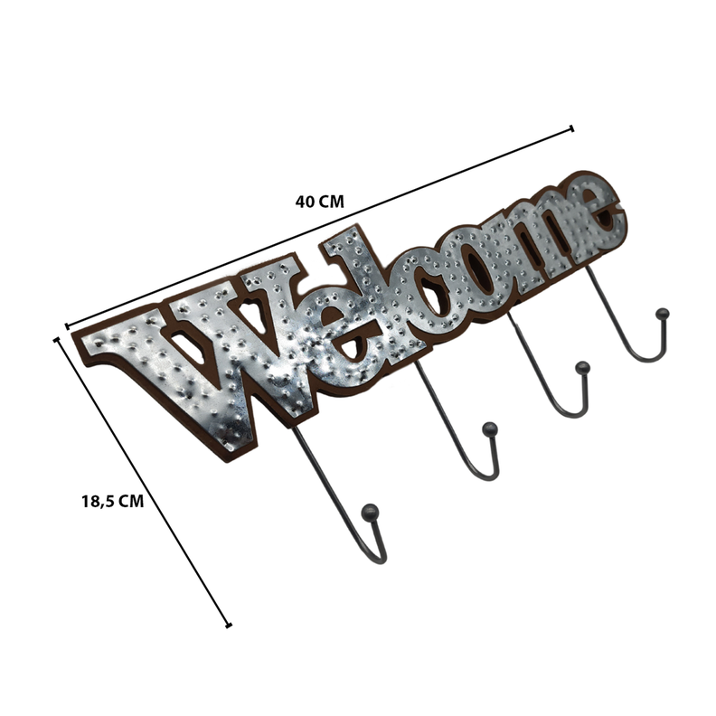 Perchero De Pared Colgador Welcome 4 Ganchos Plateado-5