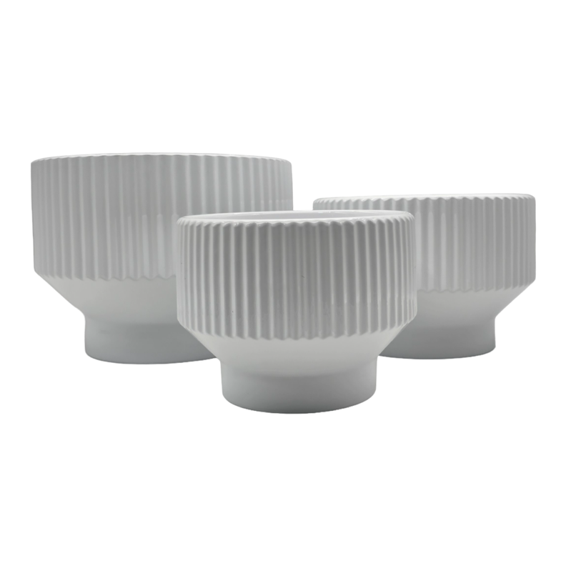 Set 3 Maceteros Maceta De Ceramica Copon Blanco Brillante-1
