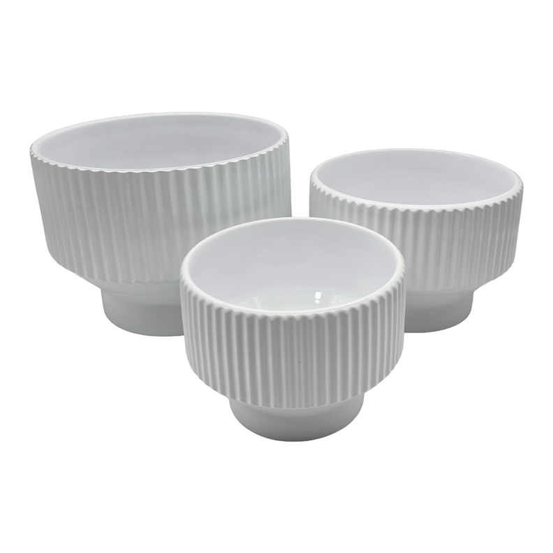 Set 3 Maceteros Maceta De Ceramica Copon Blanco Brillante-2