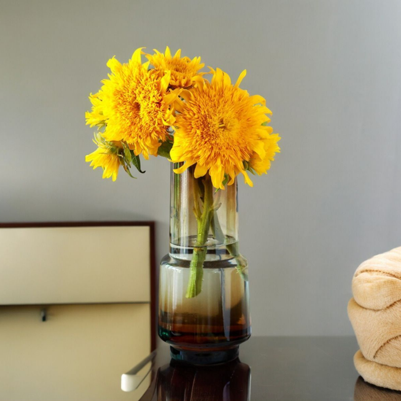 Florero Decorativo De Vidrio Cristal Con Diseño Tonos Café-5