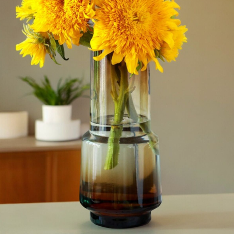 Florero Decorativo De Vidrio Cristal Con Diseño Tonos Café-6