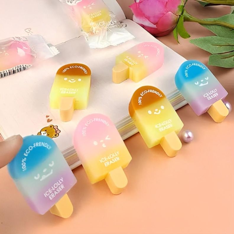 Set 3 Gomas De Borrar Paleta De Helado Kawaii Cute-1
