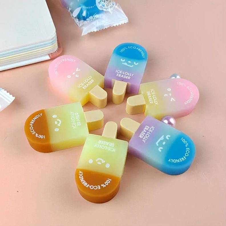 Set 3 Gomas De Borrar Paleta De Helado Kawaii Cute-3