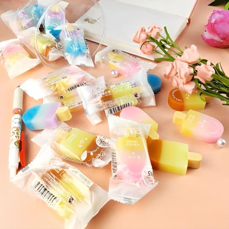 Set 3 Gomas De Borrar Paleta De Helado Kawaii Cute-5