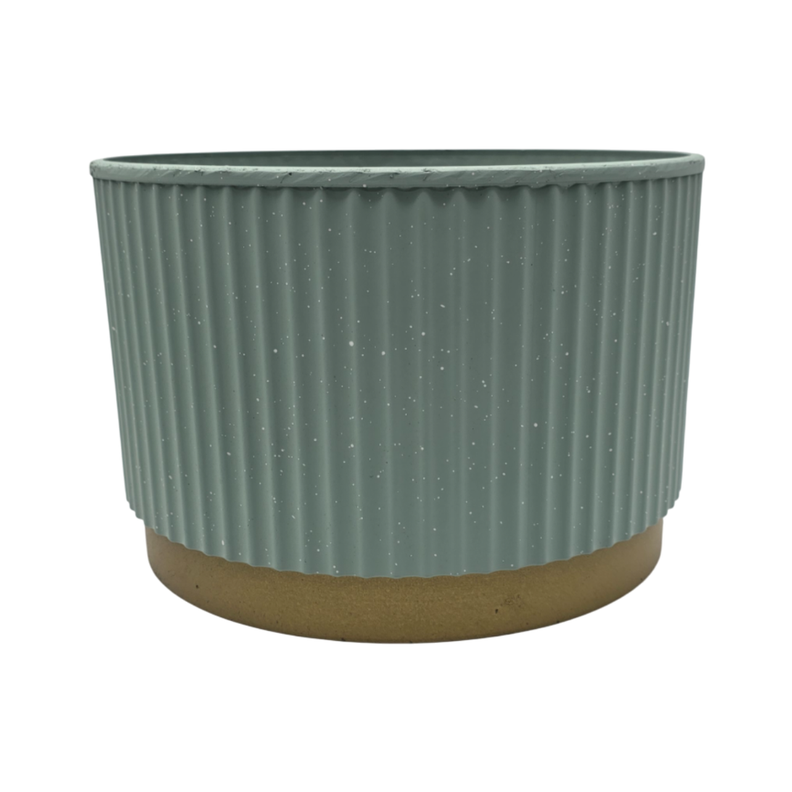 Macetero Plastico Redondo Bajo Premium Verde Base Dorado-0