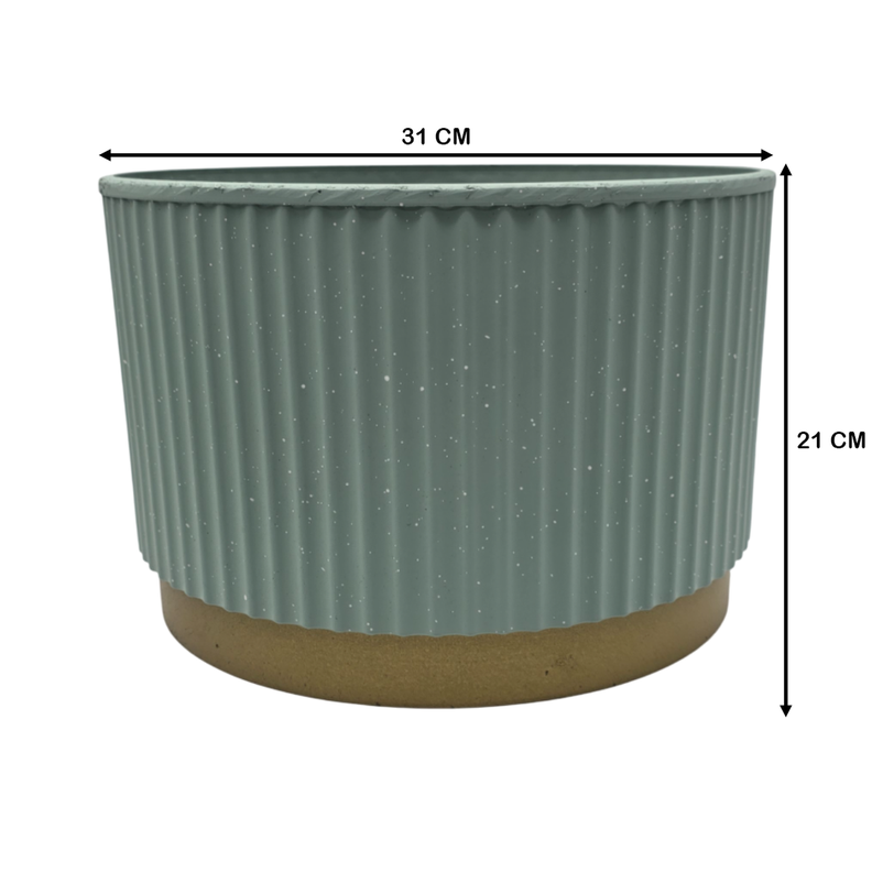 Macetero Plastico Redondo Bajo Premium Verde Base Dorado-5