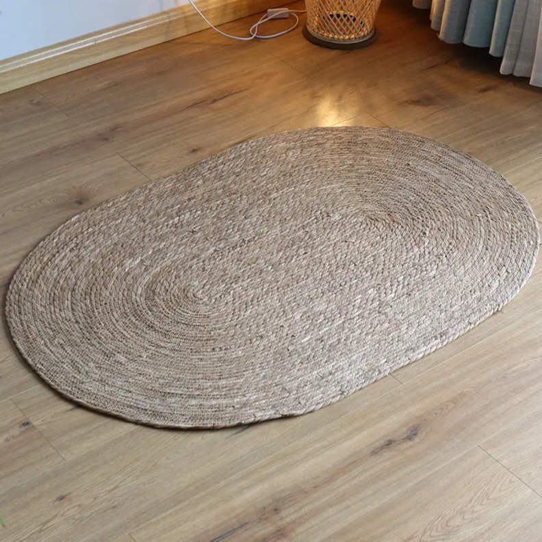 Alfombra De Yute Tradicional Rustica Ovalada Color Natural S-1