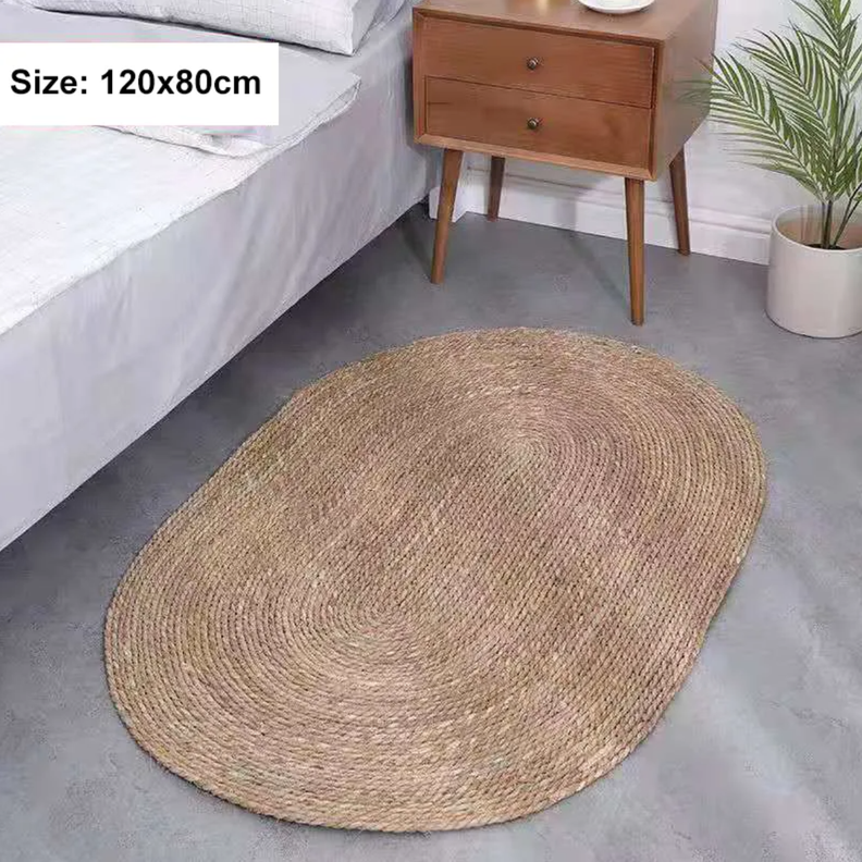 Alfombra De Yute Tradicional Rustica Ovalada Color Natural S-2