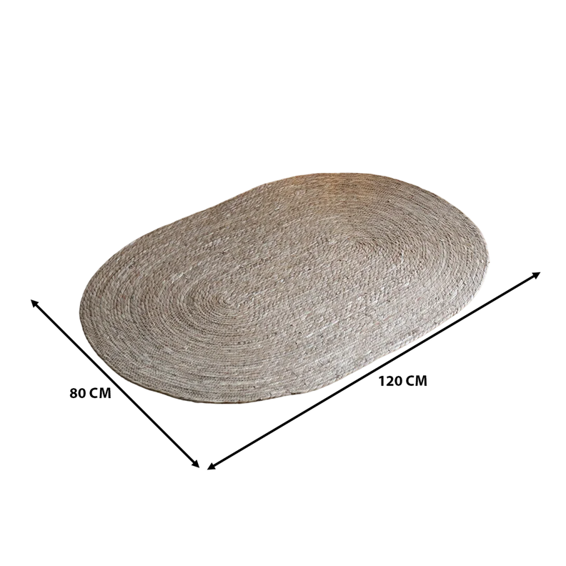 Alfombra De Yute Tradicional Rustica Ovalada Color Natural S-5