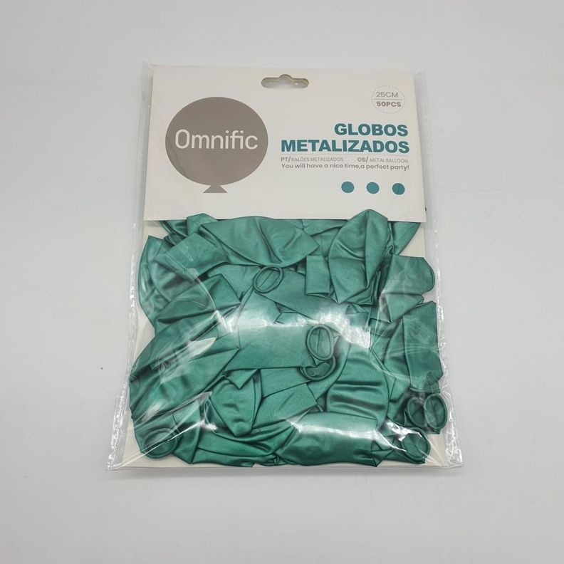 Globos Verde Metalizado 50 Unidades Tamaño 25 Cm-1