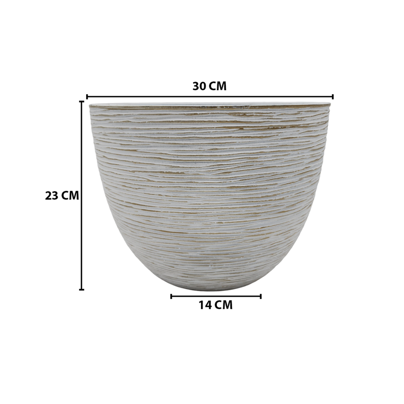 Macetero Maceta Diseño Rayas Envejecido De Plastico Blanco S-5