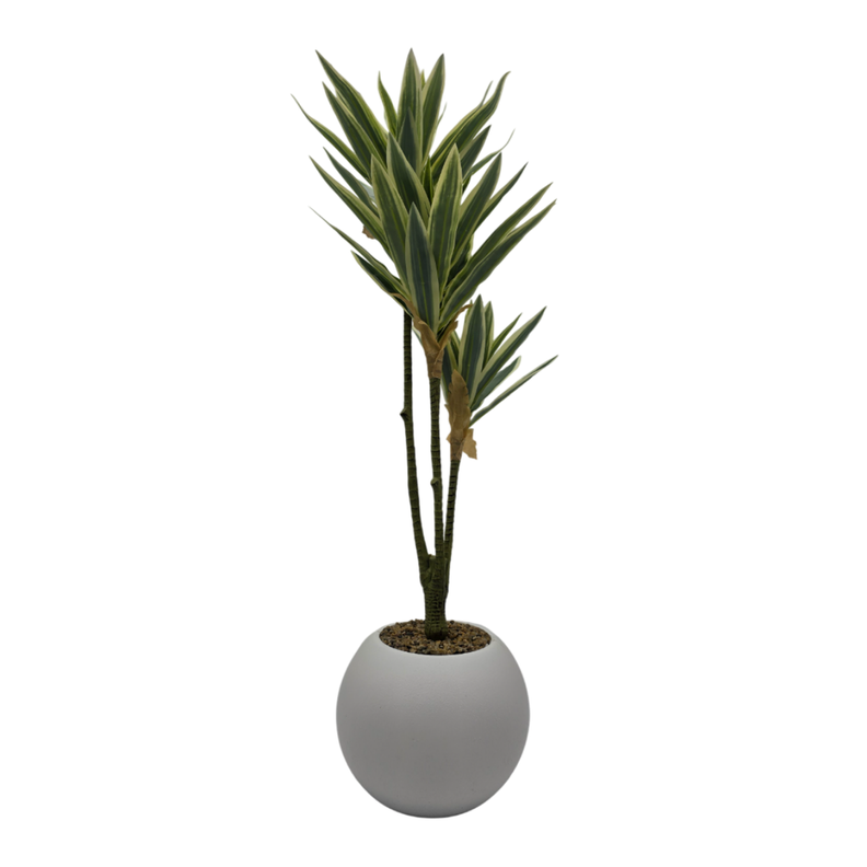 Planta Artificial Dracena Grande En Macetero Plastico Blanco-0