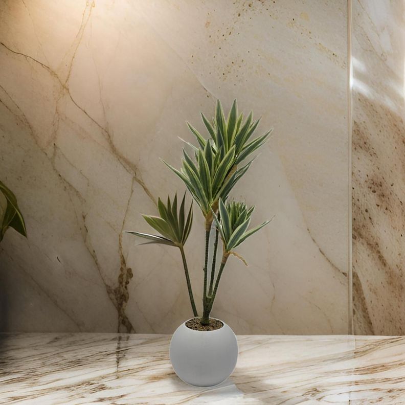 Planta Artificial Dracena Grande En Macetero Plastico Blanco-1