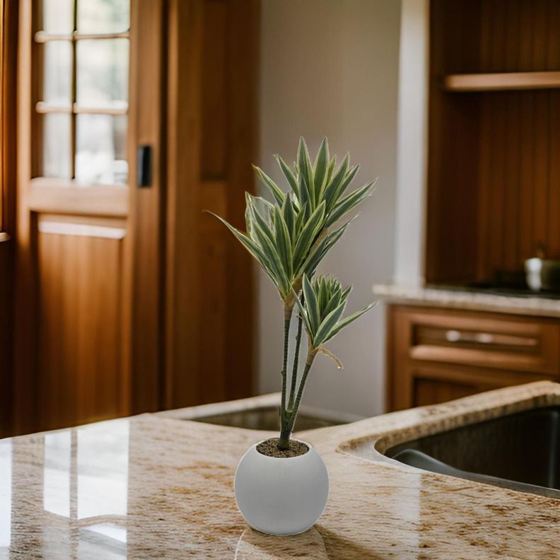 Planta Artificial Dracena Grande En Macetero Plastico Blanco-2