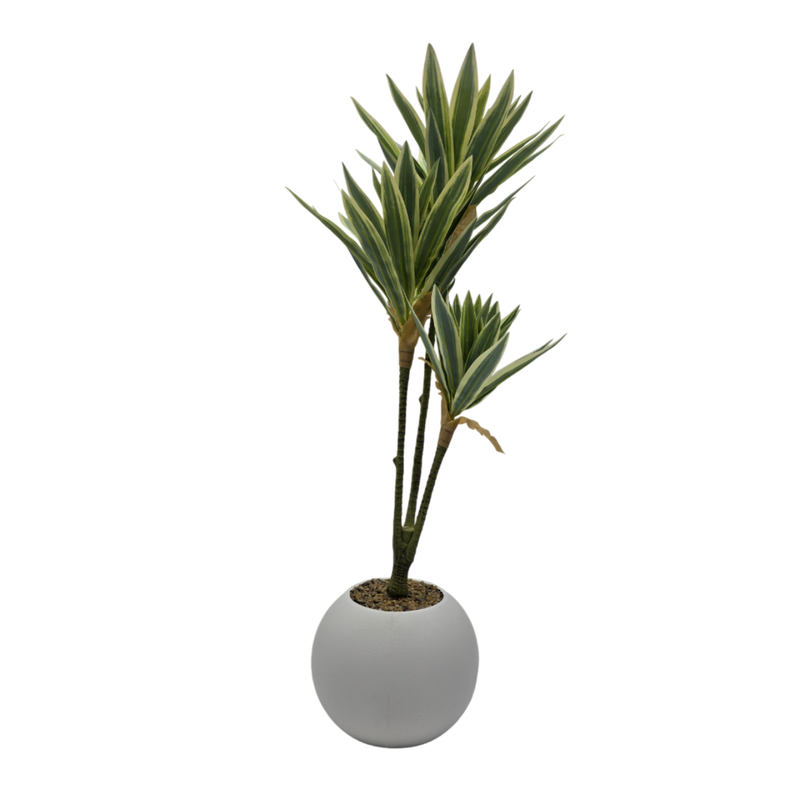 Planta Artificial Dracena Grande En Macetero Plastico Blanco-3