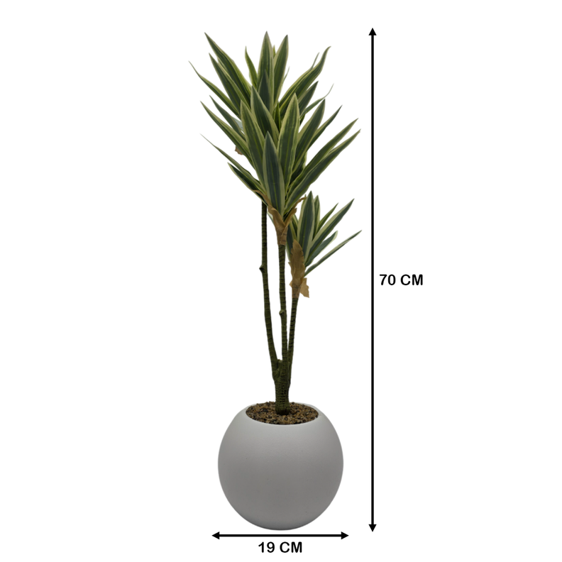 Planta Artificial Dracena Grande En Macetero Plastico Blanco-7