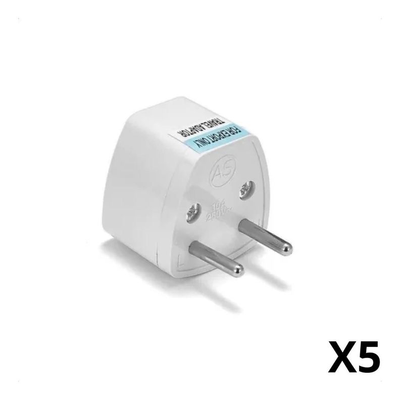 Pack 5 Adaptadores Enchufe De Americano A Europeo Chile-2