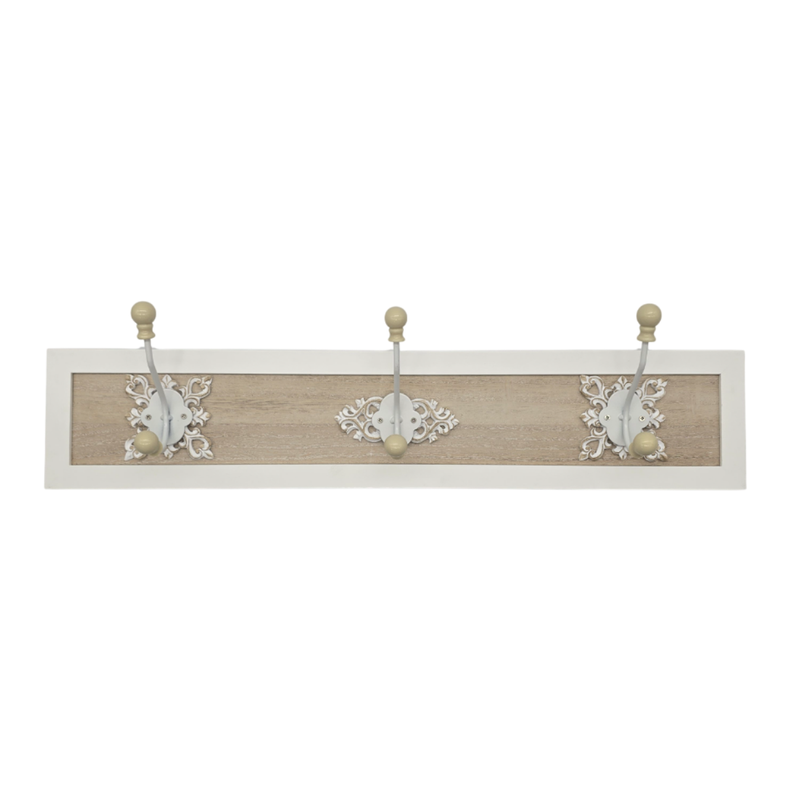 Perchero De Pared Colgador Vintage 3 Ganchos Dobles Blanco-1