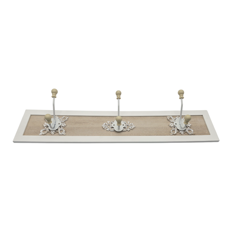 Perchero De Pared Colgador Vintage 3 Ganchos Dobles Blanco-2