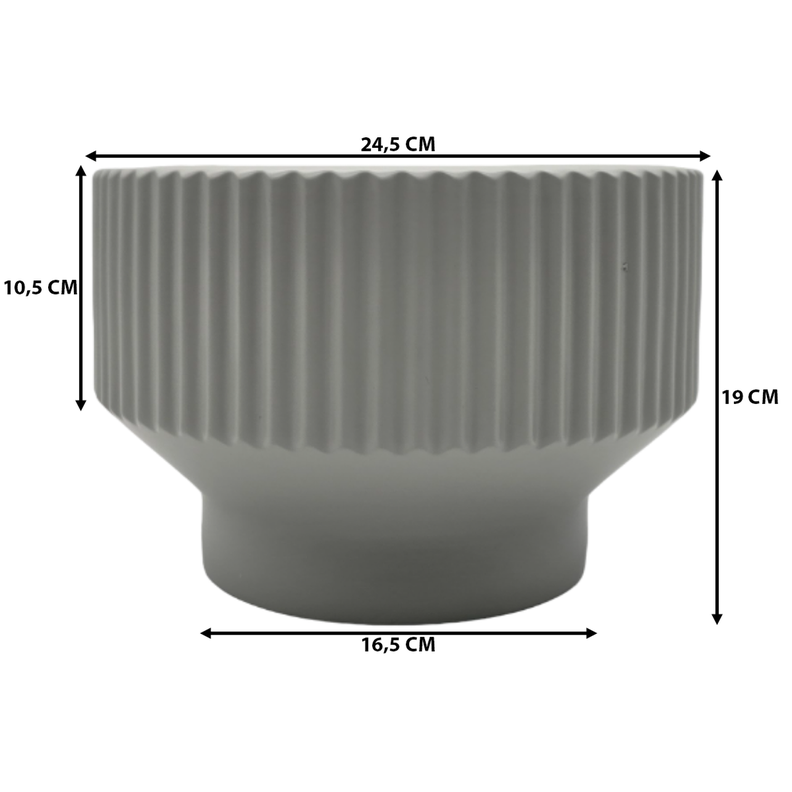 Maceteros Maceta De Ceramica Copon Lineas Gris Mate L-6