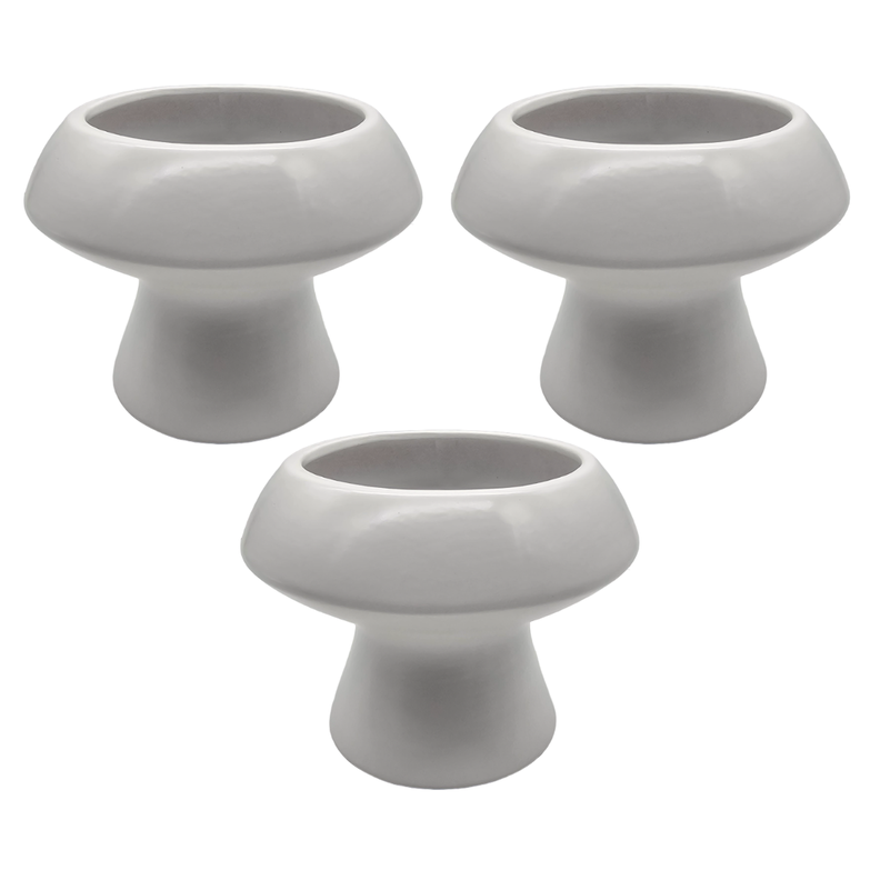 Set 3 Macetero Maceta De Ceramica Con Forma De Seta Blanco-0