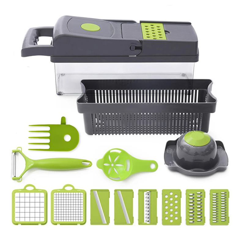 Set Picador Cortador De Verduras y Frutas 14 En 1 Rallador-2